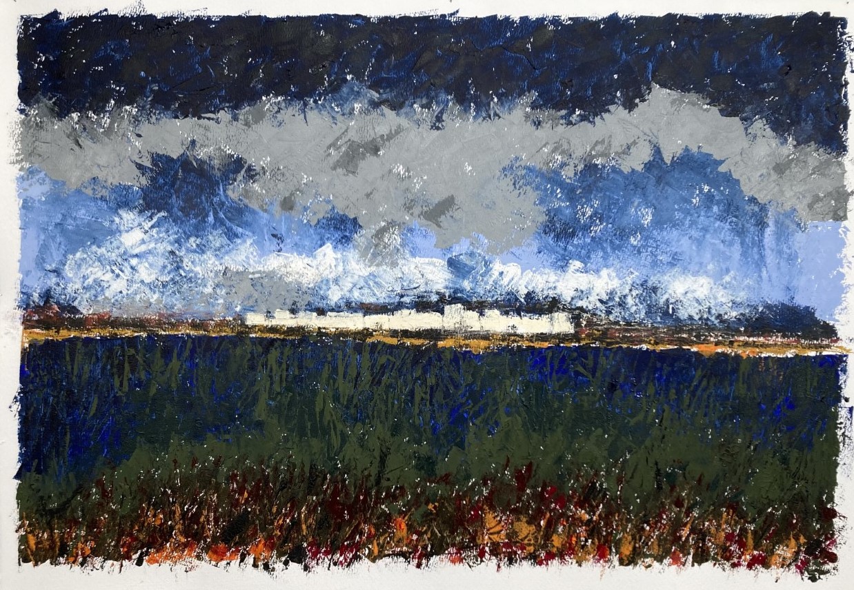 N° B 367 - Aigues-Mortes - Acrylique sur papier - 70 x 100 cm - 11 janvier 2023